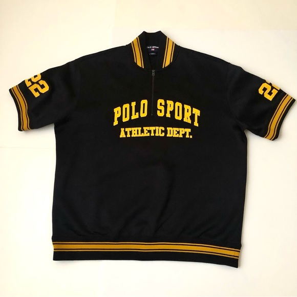 Vintage Ralph Lauren Polo Sport Men’s Varsity Basketball Warmup Black & Yellow - Picture 2 of 16